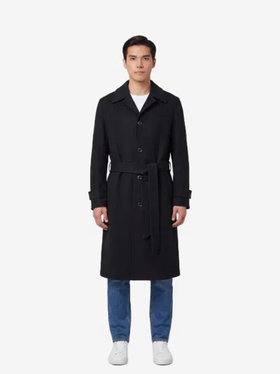 Lardini Single-breasted Virgin Wool And Cashmere Coat In Black