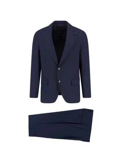 Lardini Single-breasted Virgin Wool Suit In Blue