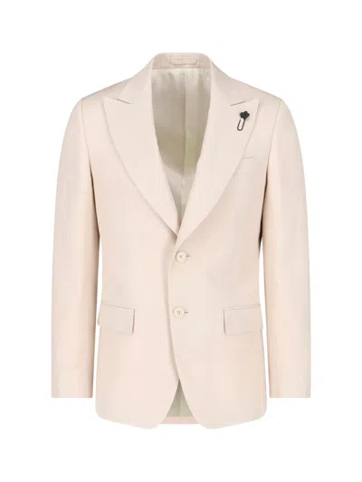 Lardini Single-breasted Viscose Blazer In Neutral