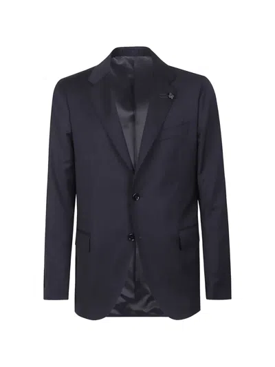Lardini Single-breasted Wool Suit In Blue