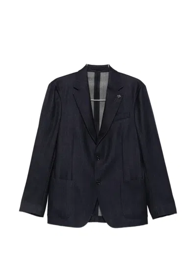Lardini Single-breasted Wool Suit In Black