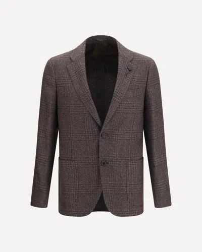 Lardini Single-breasted Wool-blend Blazer In Brown