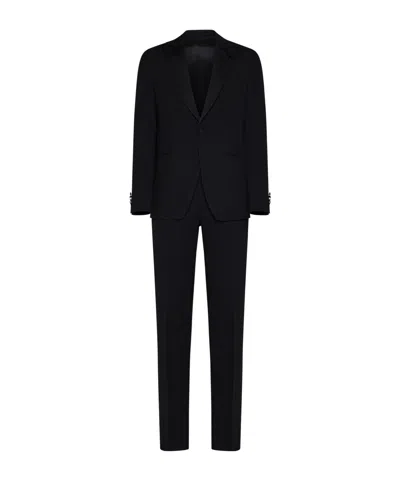 Lardini Single-breasted Wool-blend Suit In Black