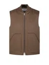 Lardini Sleeveless Brown Virgin Wool Vest Jacket With High Collar In Brown
