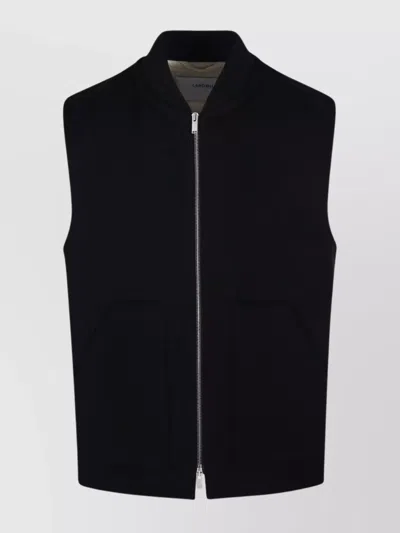 Lardini Sleeveless Ribbed Collar Side Pockets Jacket In Black