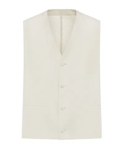 Lardini V-neck Button Gillet In Neutral