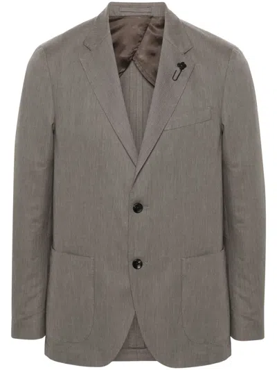 Lardini Slub-texture Blazer In Grey