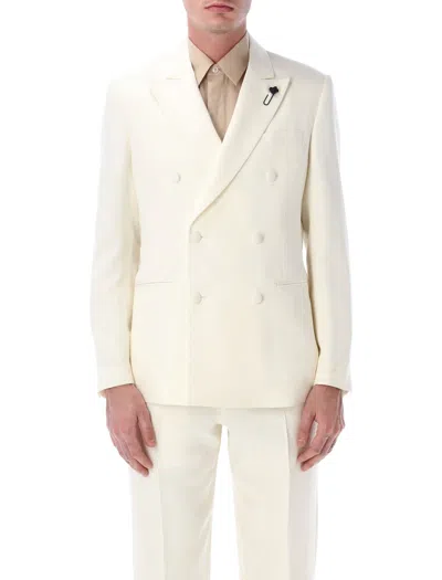 Lardini Double-breasted Jacket In Neutral
