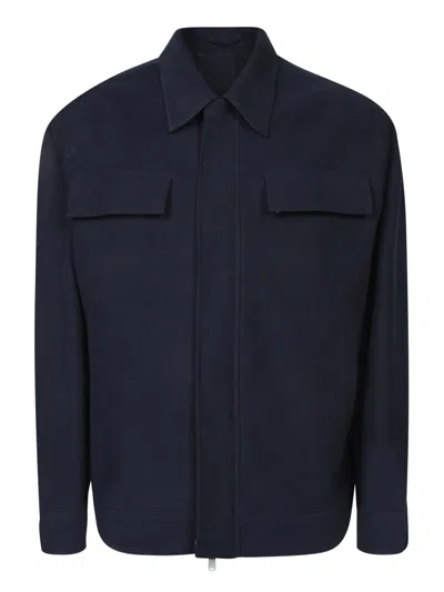 Lardini Sovracamicia Jacket With Classic Design And Fabric Finish In Blue