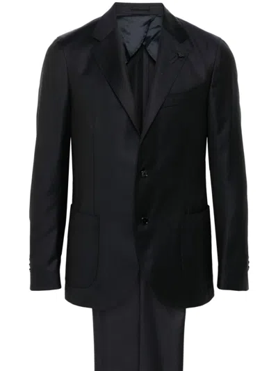 Lardini Single-breasted Wool Suit In Blue