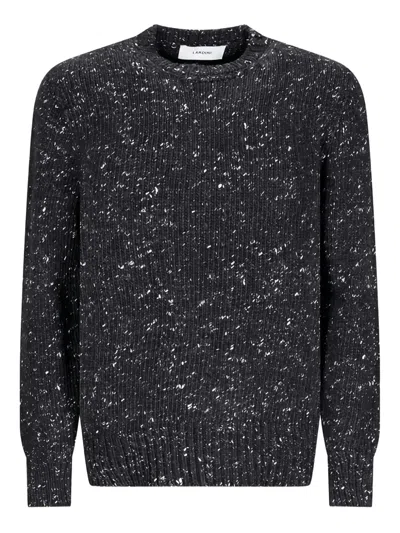 Lardini Speckled Ribbed Sweater In Gray