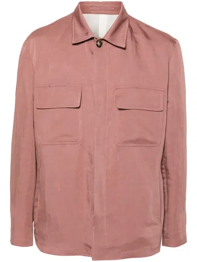 Lardini Spread-collar Shirt Jacket In Pink