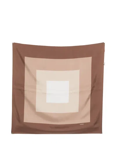 Lardini Square Geometric Scarf In Brown