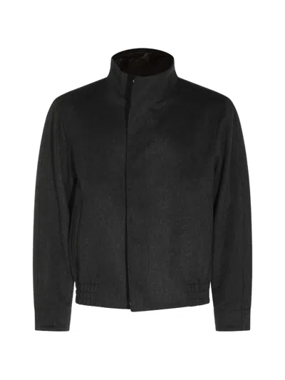 Lardini Stand Collar Wool Blouson