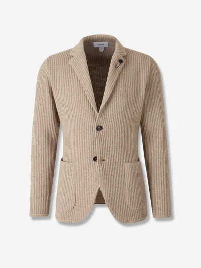 Lardini Straight Knit Blazer In Nude