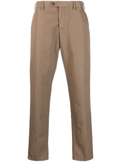 Lardini Straight-leg Linen Trousers In Brown