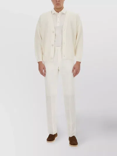 Lardini Straight Leg Pants Pockets Loops In White