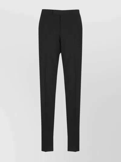 Lardini Straight Leg Wool Pants Pockets In Black
