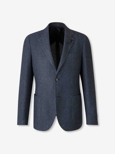 Lardini Straight Wool Blazer In Blue