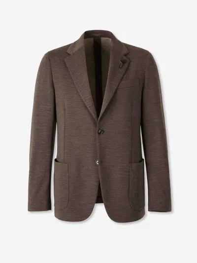 Lardini Single-breasted Wool Blazer In Brown