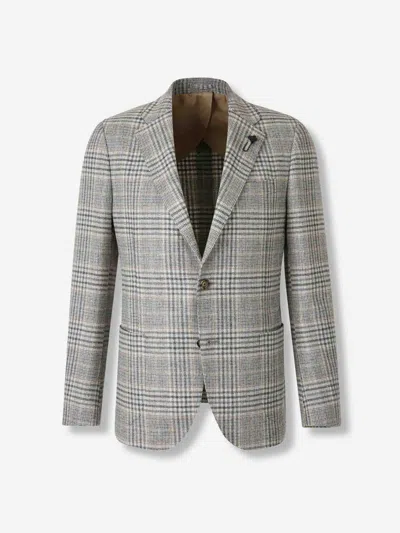Lardini Straight Wool Blazer In Gray