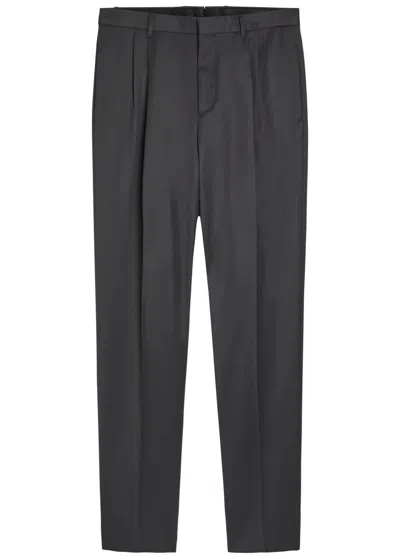 Lardini Straight-leg Wool Trousers In Dark Grey