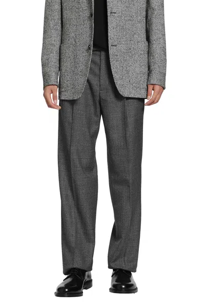 Lardini Stretch Wool Trousers In Gray