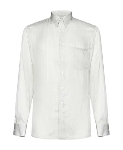 Lardini Stripe-pattern Classic-collar Shirt In White