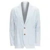 Lardini Stripe Seersucker Shell Button Blazer In Blue