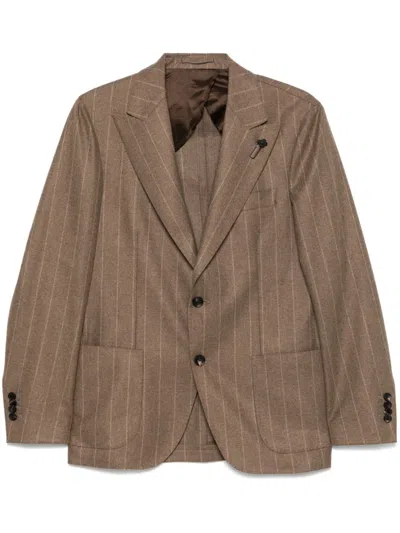 Lardini Striped Blazer In Brown