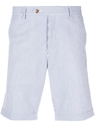 Lardini Striped Cotton Chino Shorts In Blue