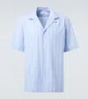 Lardini Cotton Shirt With Bowling Style Stripes In Blue