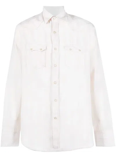 Lardini Striped Flap-pockets Shirt In Neutrals