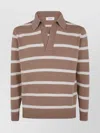 Lardini Striped Knit Polo Sweater For Men In Brown