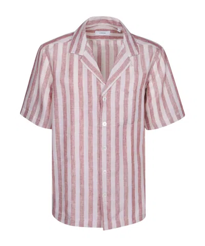 Lardini Striped Linen Shirt In Beige