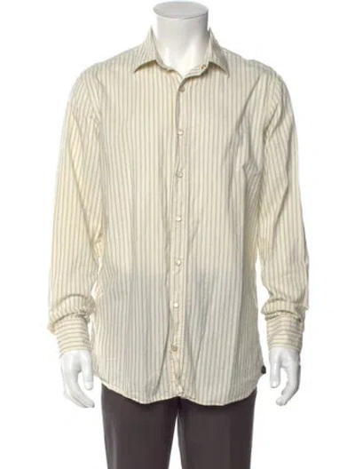 Pre-owned Lardini Striped Long Sleeve Dress Shirt In Neutral