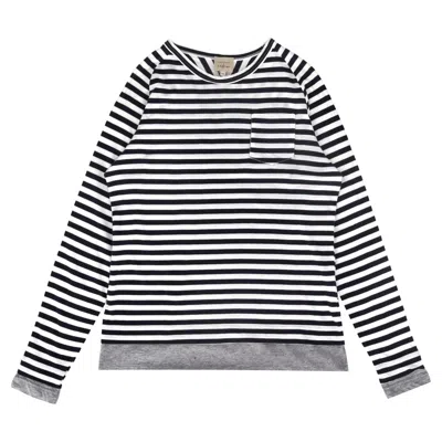 Pre-owned Lardini Striped Long Sleeve Top In Black