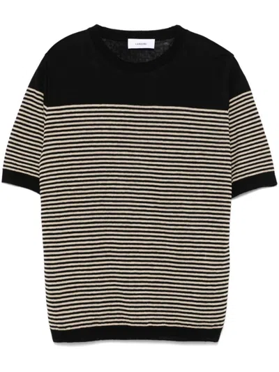 Lardini Striped Pattern Short-sleeve Top In Gray