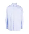 Lardini Striped Cotton-poplin Shirt In Blue