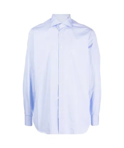 Lardini Striped Cotton-poplin Shirt In Blue