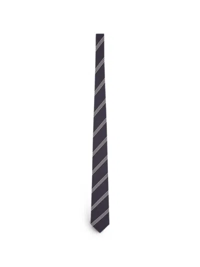 Lardini Striped Silk Tie In Blue