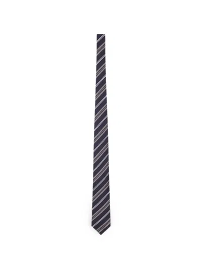 Lardini Striped Silk Tie In Blue