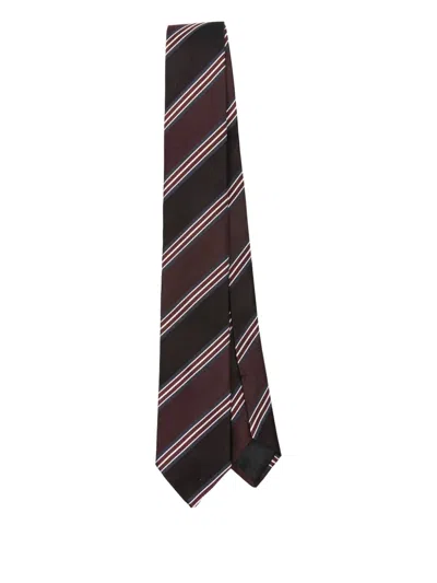 Lardini Striped Silk Tie In Black
