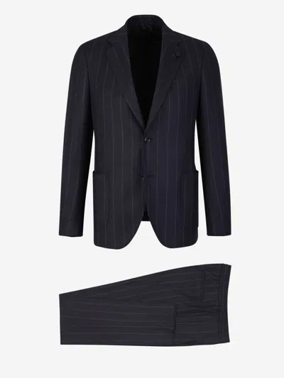 Lardini Striped Suit In Black