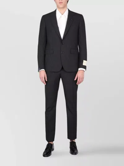 Lardini Striped Suit Notched Lapels In Black