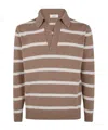 Lardini Striped Knit Polo Sweater For Men In Brown