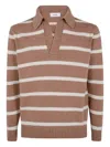 Lardini Striped Knit Polo Sweater For Men In Brown