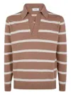 Lardini Striped Knit Polo Sweater For Men In Brown