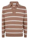 Lardini Striped Knit Polo Sweater For Men In Neutral