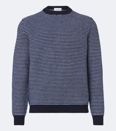 Lardini Striped Wool And Cashmere-blend Sweater In Blue